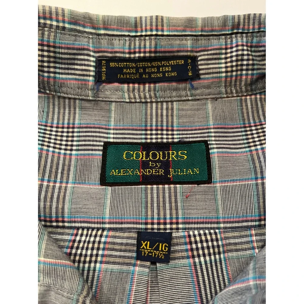 Colours By Alexander Julian Gray Long Sleeve Button Up Shirt Size XL 17-17 1/2